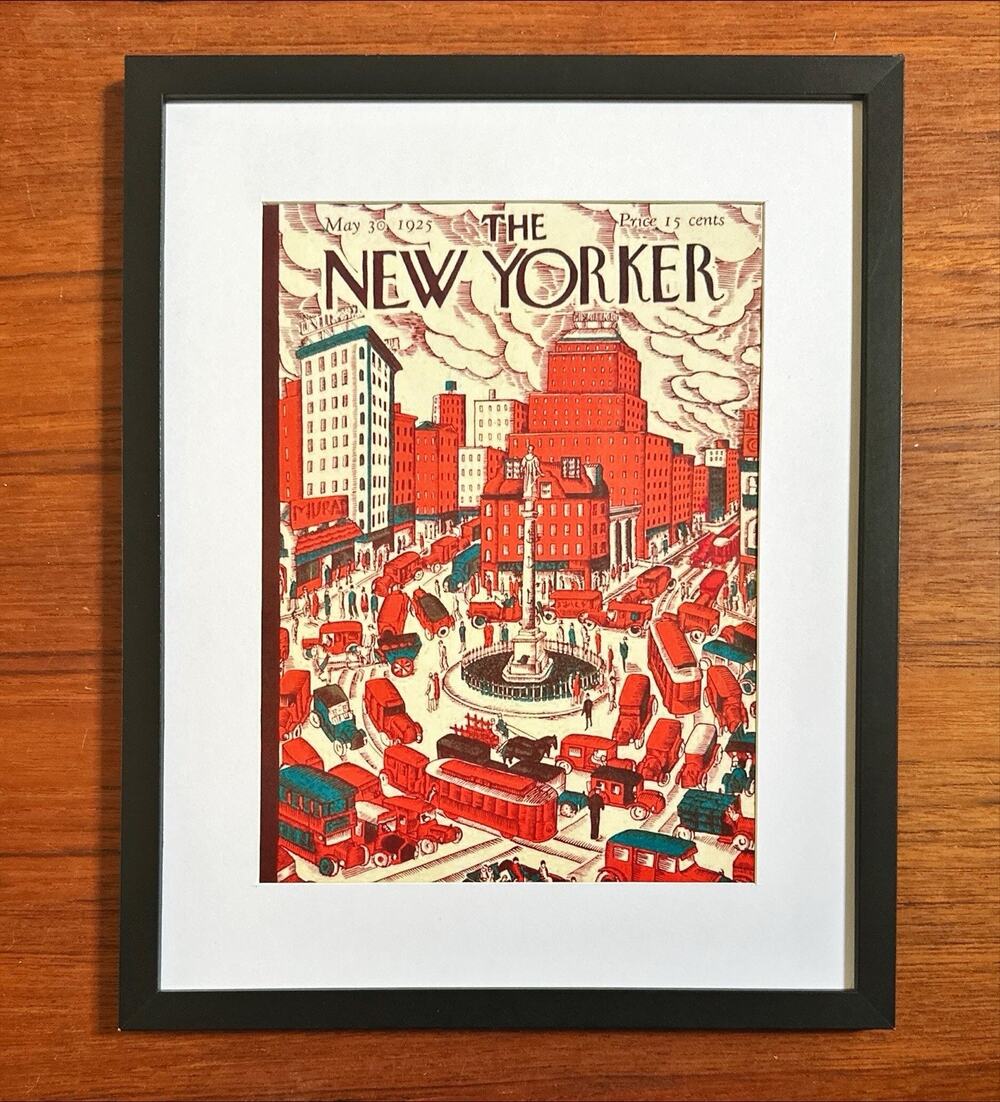 Framed 1925 The New Yorker May 30 Cover Karasz Columbus Circle